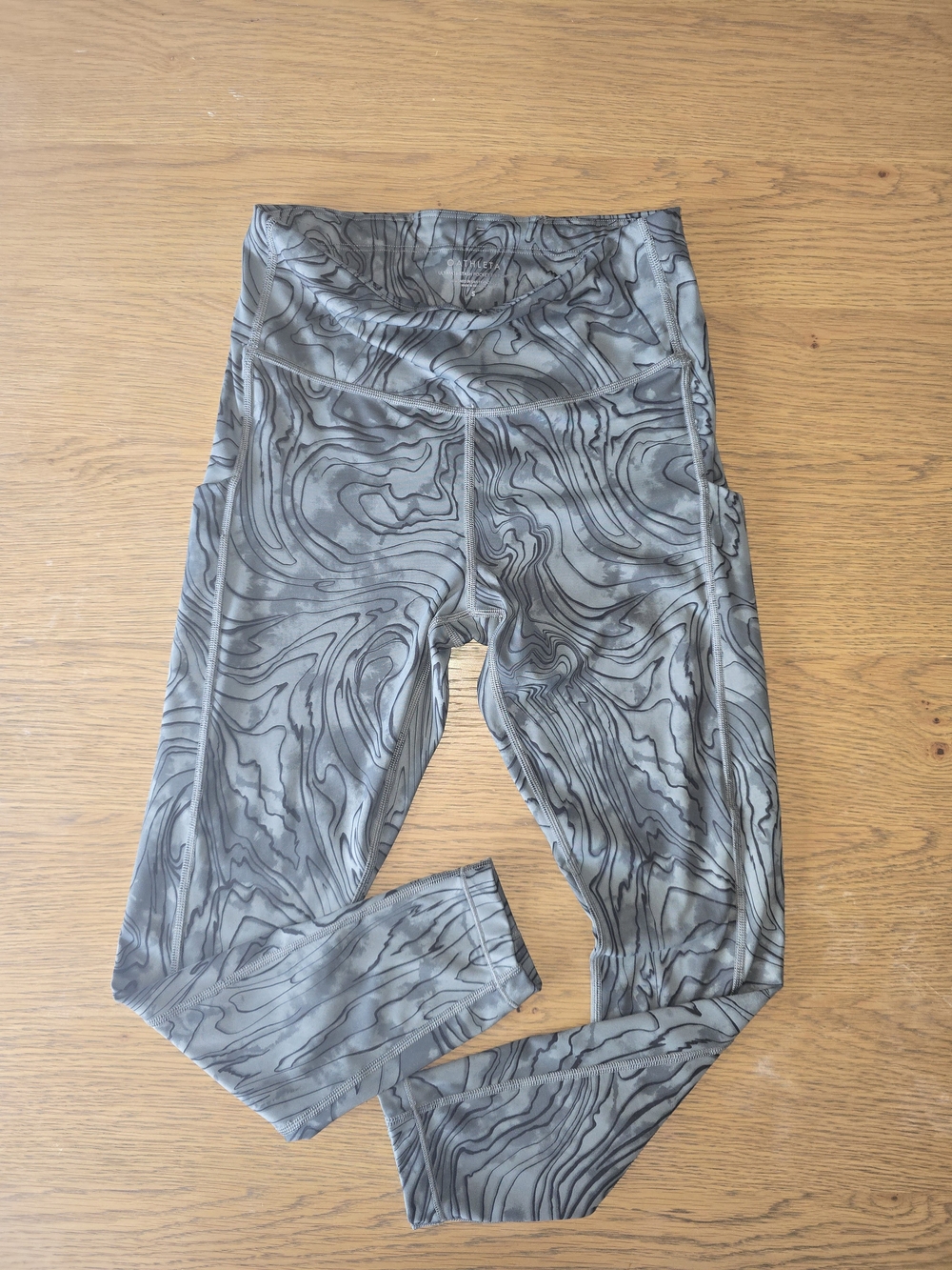 Athleta Gray Marble-Print High-Rise Leggings